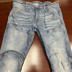 Mens G-Star Raw zip knee blue jeans size 36